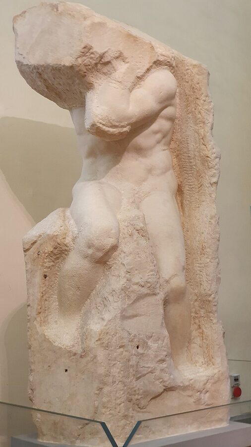 The Atlas Slave by Michelangelo, an unfinished Prisoner sculpture