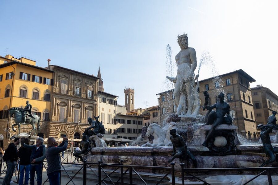 Neptune Fountain in Piazza della Signoria during the day