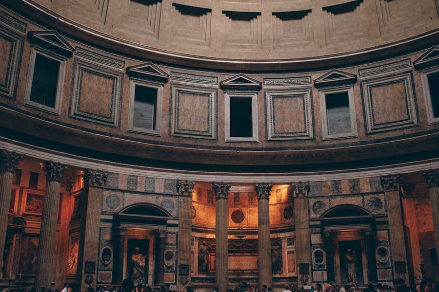 Interior view of the Pantheon showing its circular plan and dome