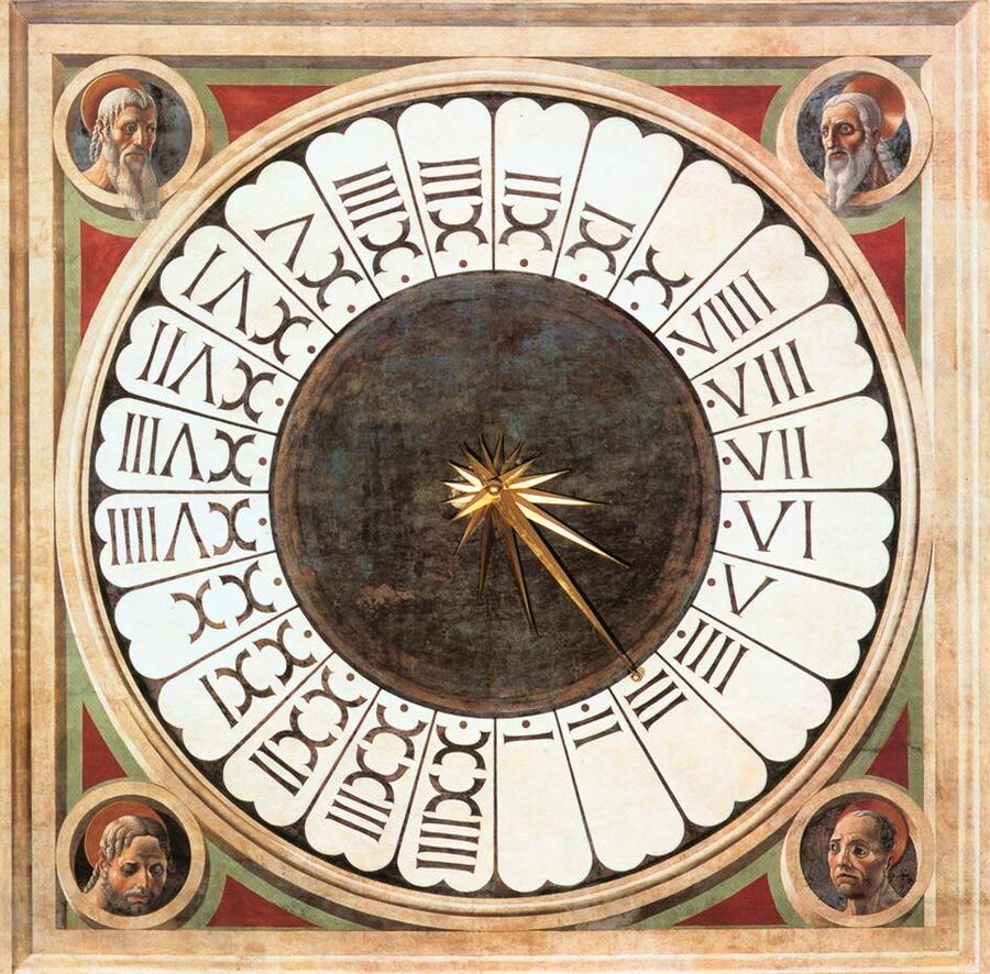 Paolo Uccello's 24-hour clock above the entrance of Florence Cathedral