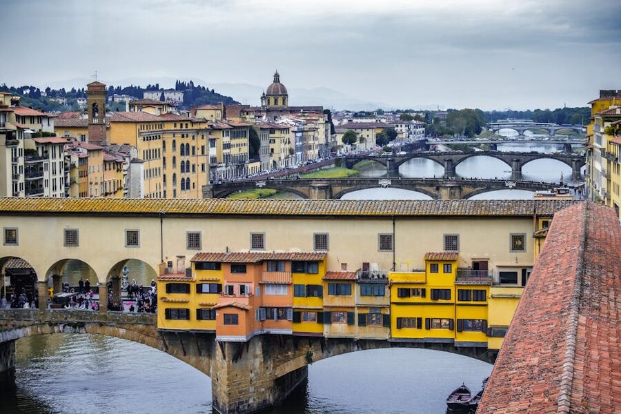 The Ponte Vecchio spanning the Arno River in Florence