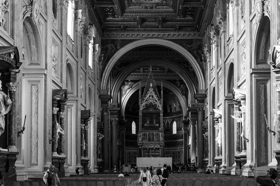 Grand Roman church interior with ornate decorations