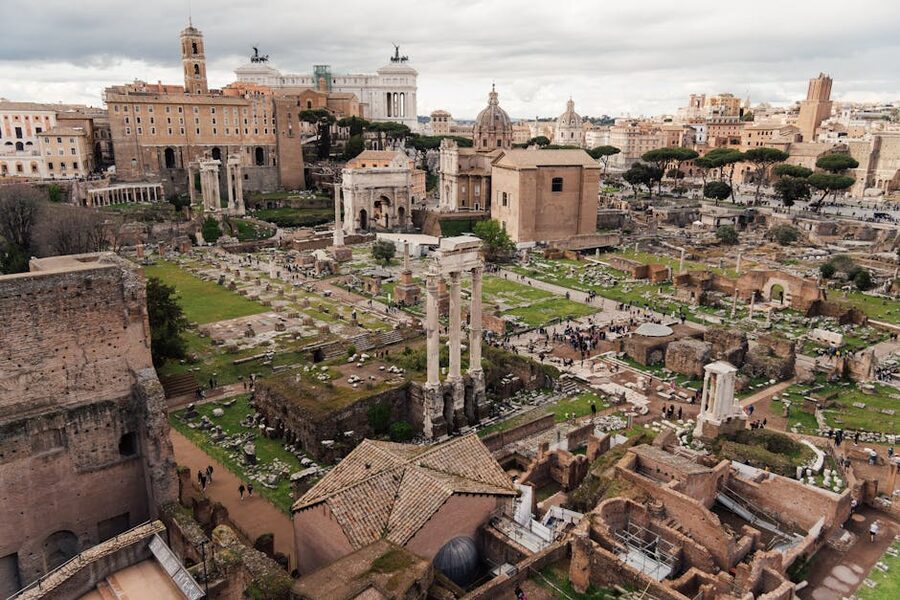 The Roman Forum viewed from above showing its full ancient layout
