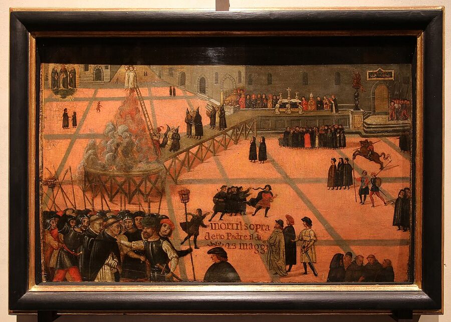 Painting of the execution of Savonarola in Piazza della Signoria 1498