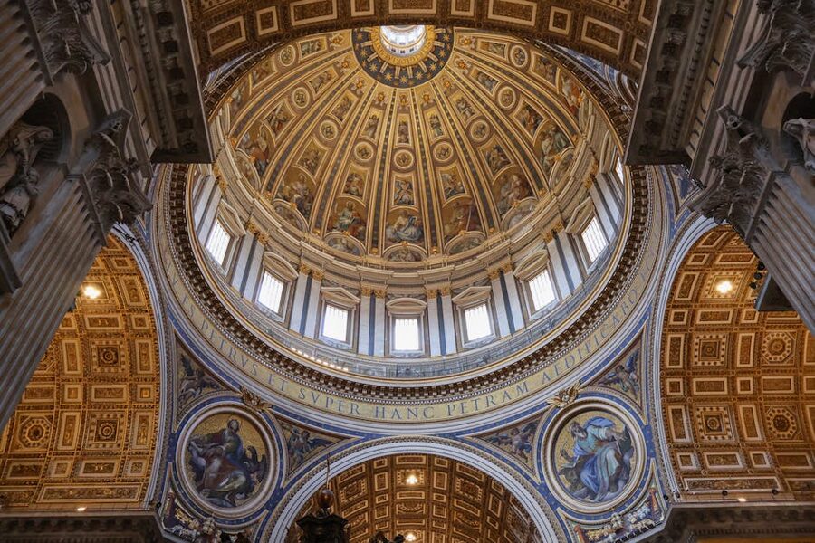 Religious detail work on St Peters Basilica dome