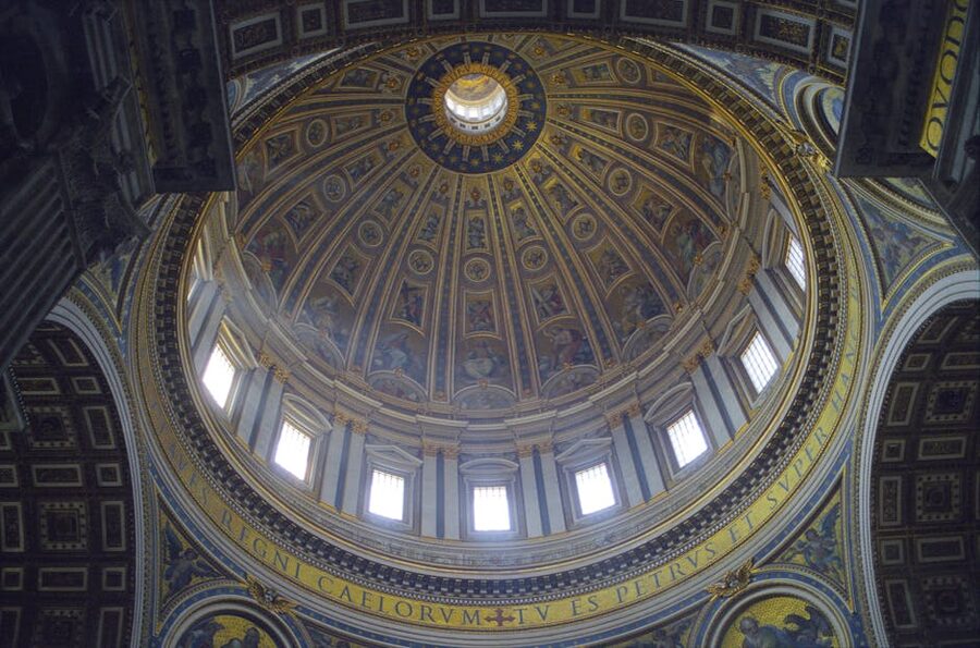 Elaborate frescoes on the interior of St Peters Basilica dome