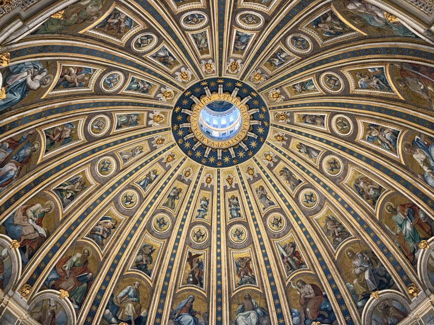 Fresco paintings on the dome ceiling of St Peters Basilica