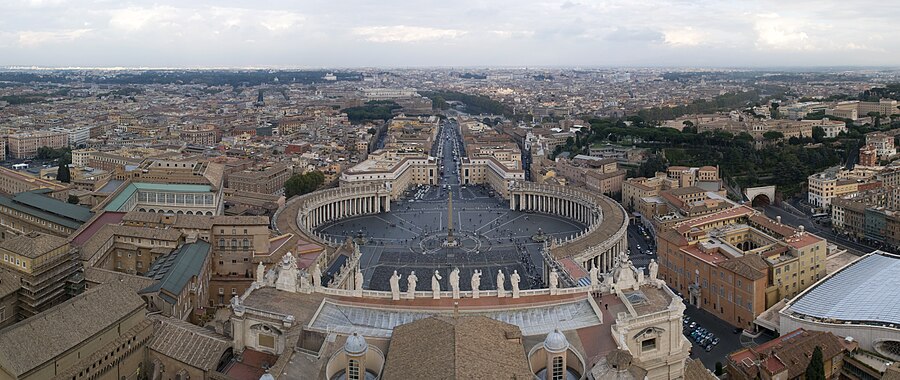 Panoramic view of Rome from the top of St Peters Basilica dome