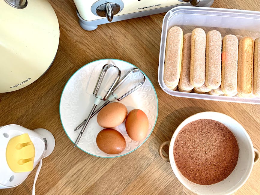 Tiramisu ingredients eggs cocoa ladyfingers and espresso