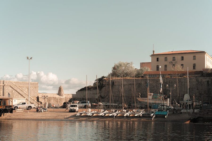 Ajaccio harbour and citadel from the water