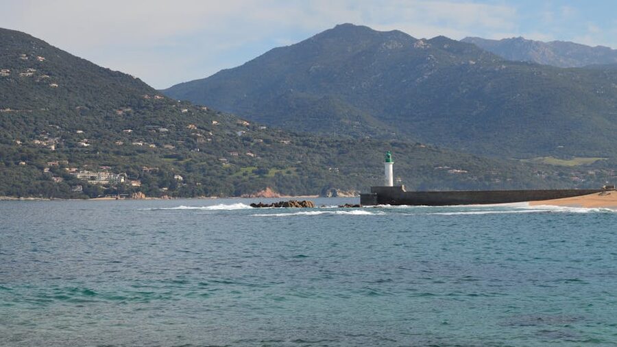 French lighthouse on the Corsica coastline near Ajaccio