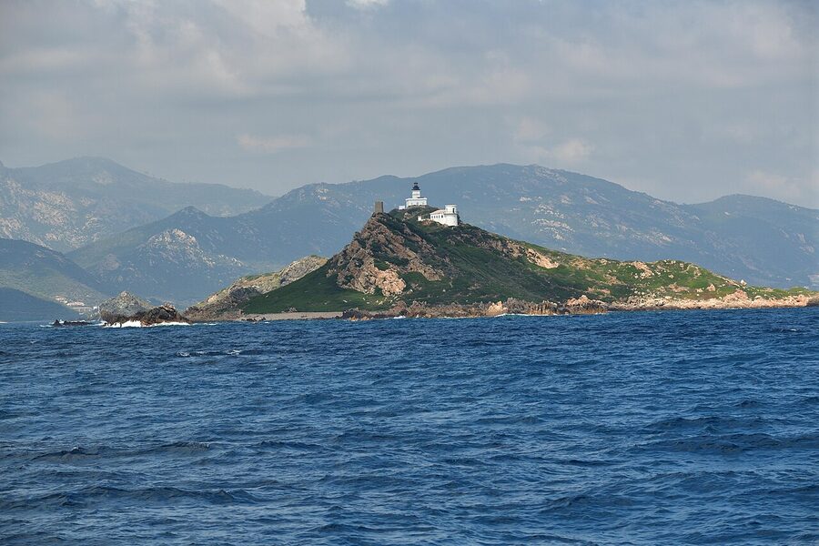 Lighthouse on Mezu Mare island in the Sanguinaires archipelago