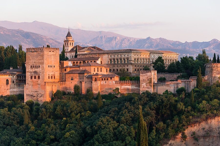 The Palace of Charles V at the Alhambra at dawn, Granada
