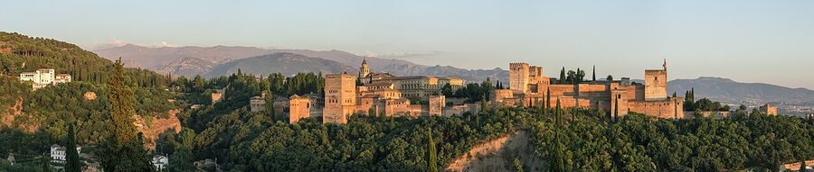 The Alhambra at evening seen from the Mirador de San Nicolas, Granada