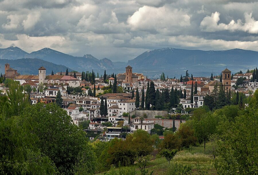 The Albaicin neighbourhood seen from the Alhambra walls in Granada