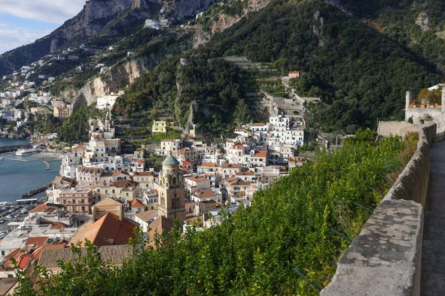 Amalfi Coast charming village rocky shore