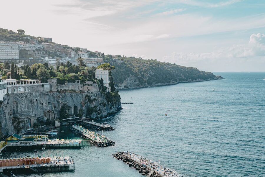Sorrento aerial view cliffs Tyrrhenian sea