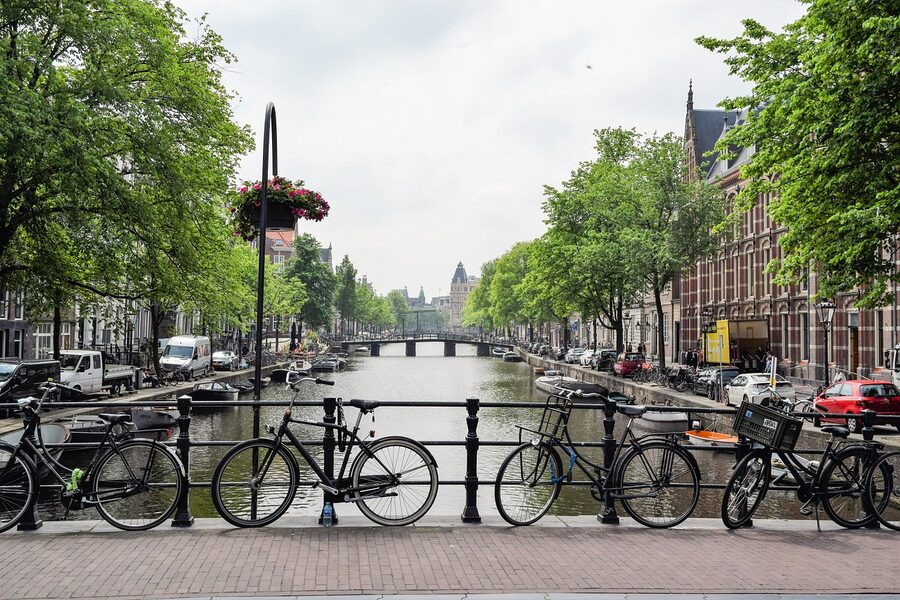 Bicycle alongside an Amsterdam canal