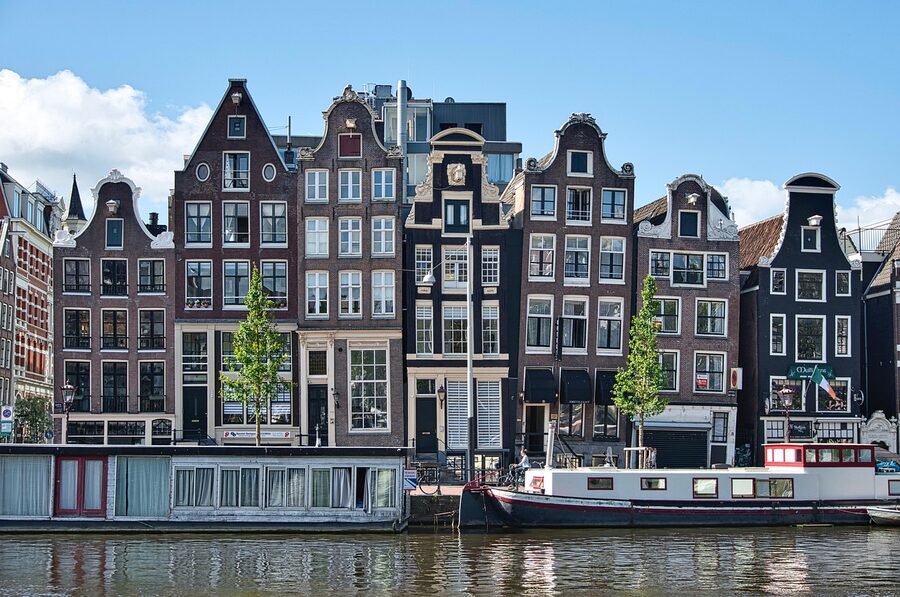 Historic Amsterdam buildings facade