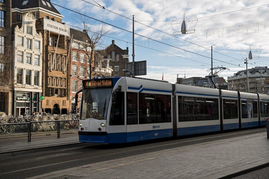 Tram in front of Amsterdam Centraal Station