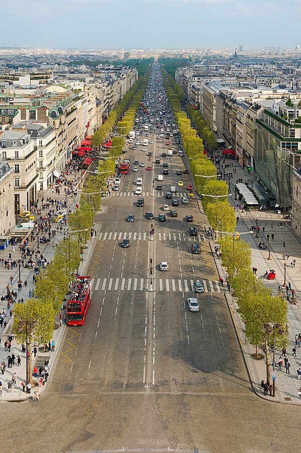 Champs-Elysees view from top of Arc de Triomphe Paris