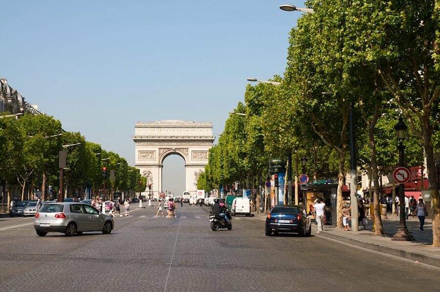 Arc de Triomphe and Champs-Elysees summer Paris