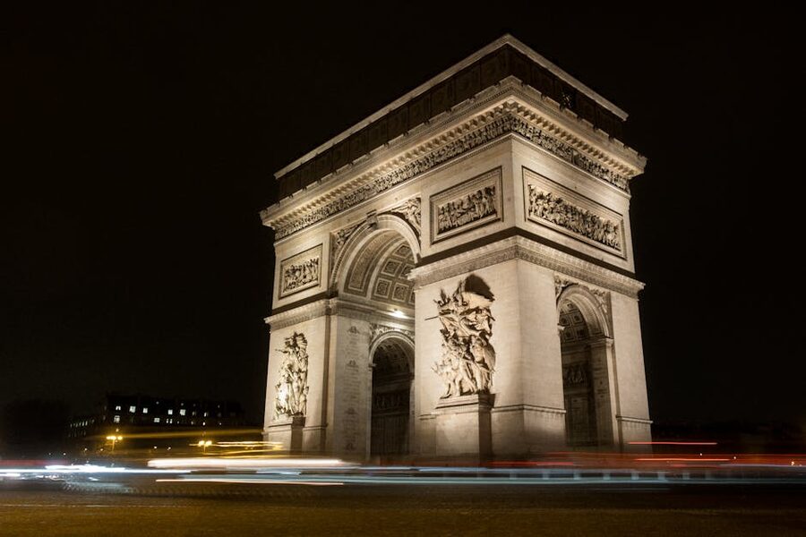 Arc de Triomphe long exposure night Paris