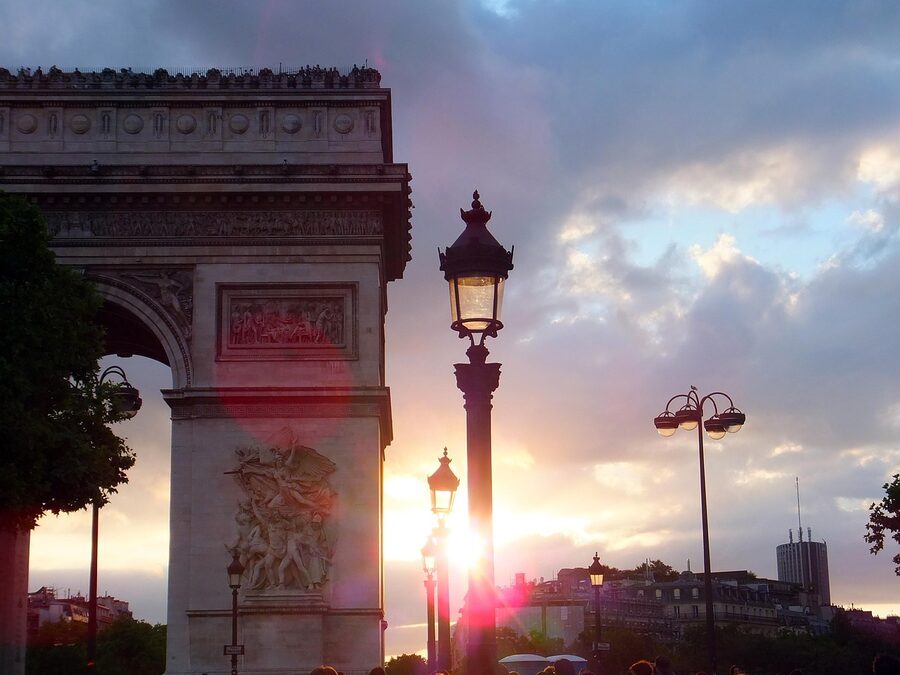 Arc de Triomphe sunset glow Paris
