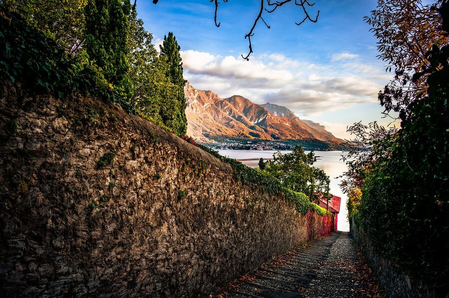 Cobblestone alley in Bellagio Lake Como