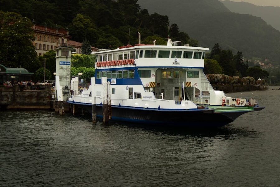 Ferry docked at Bellagio pier on Lake Como