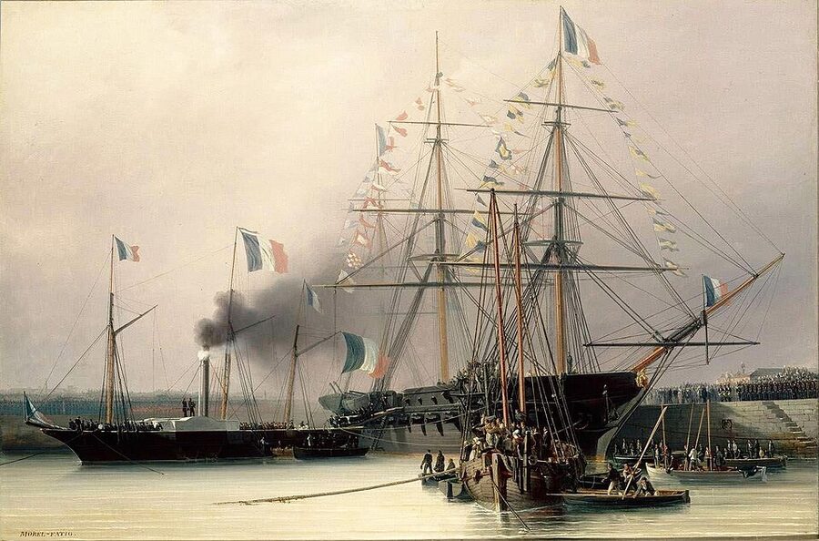 The frigate Belle Poule that carried Napoleon's remains from Saint Helena in 1840