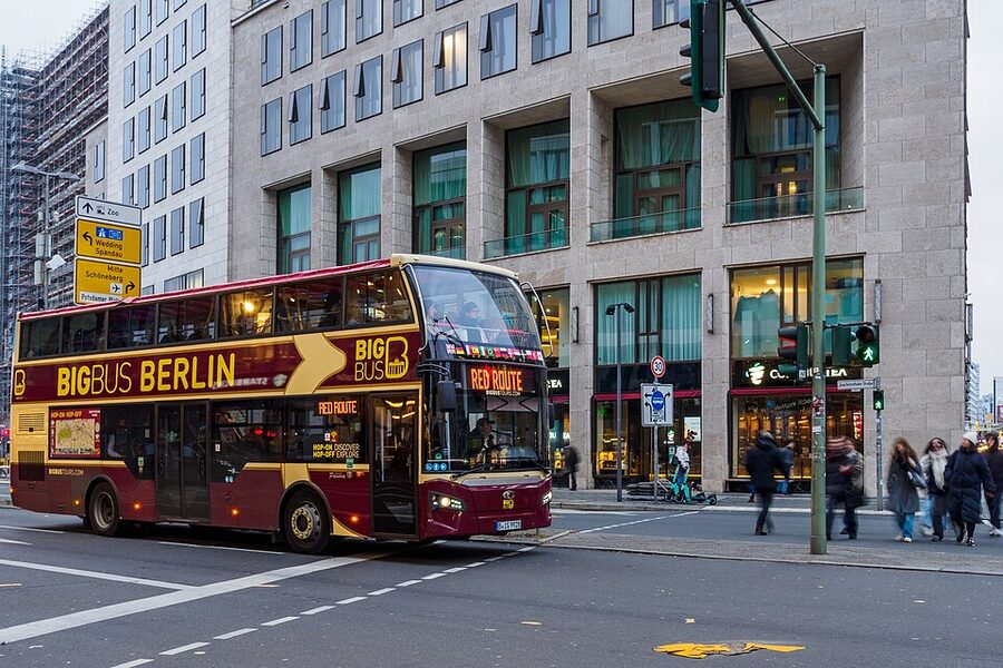 Big Bus Berlin Hop on Hop off blue and red double decker bus