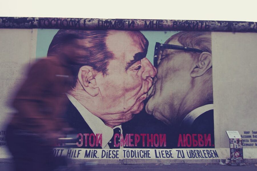 Berlin Wall East Side Gallery Brezhnev Honecker socialist fraternal kiss mural