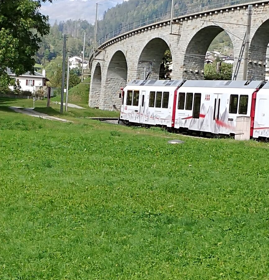 Bernina Express train with panoramic windows