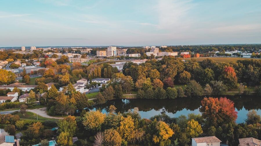 Aerial Bordeaux autumn Garonne river curve