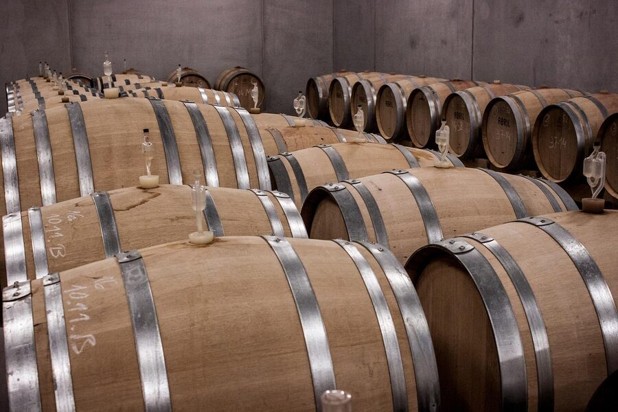 Bordeaux wine barrel cellar