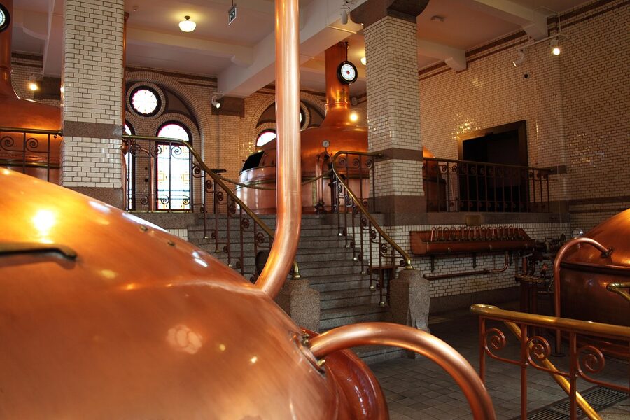 Traditional brewery copper kettle