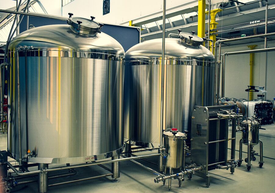 Stainless steel brewery fermentation tanks