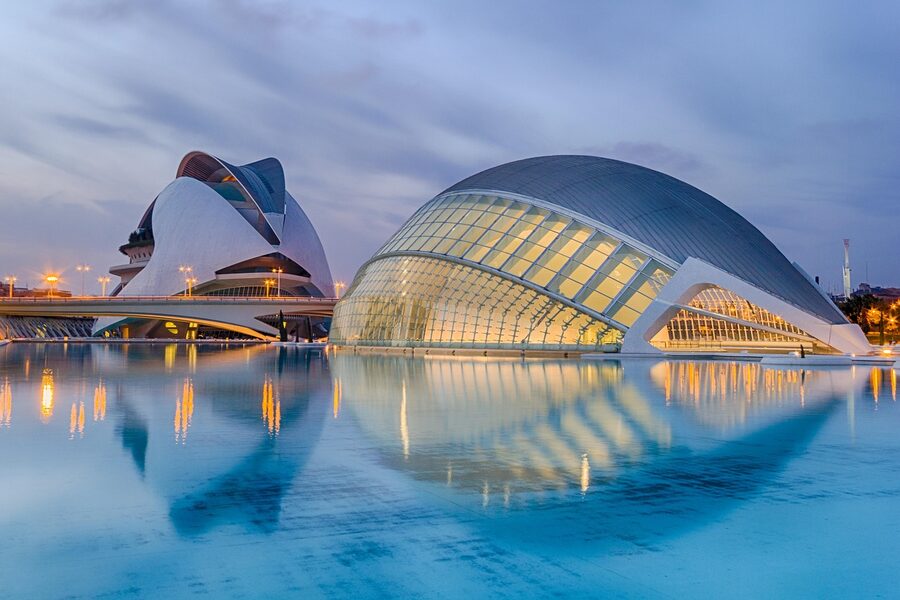 The Calatrava complex at sunset in Valencia