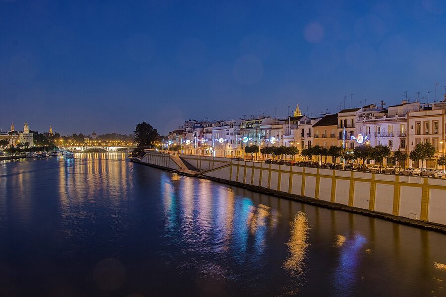 Calle Betis Triana at night, Seville
