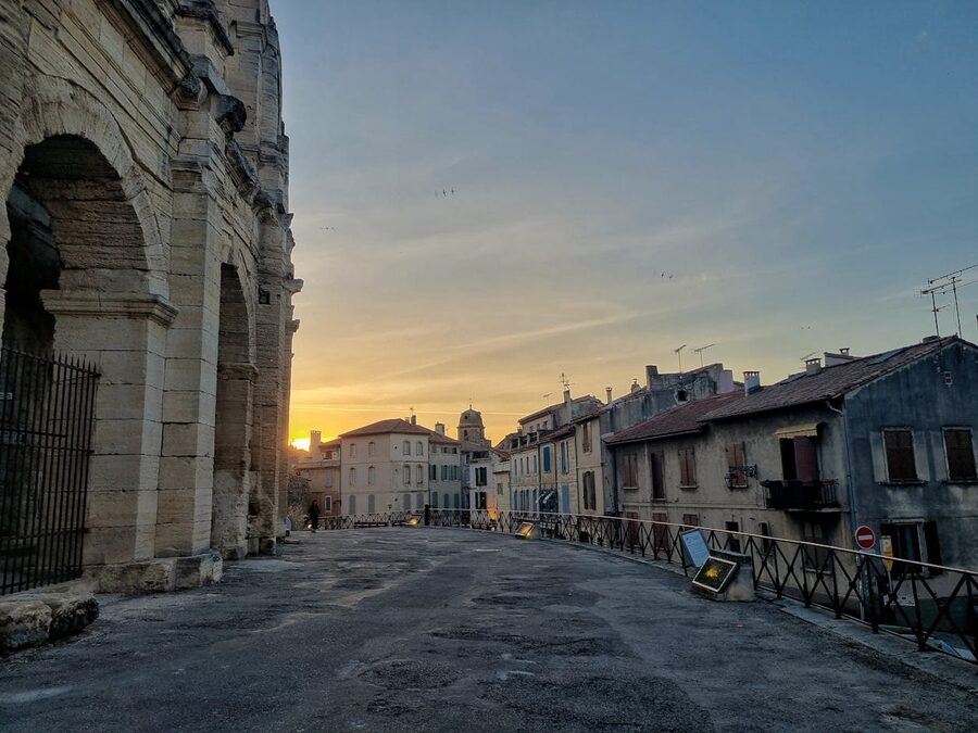Arles Roman amphitheatre at sunset