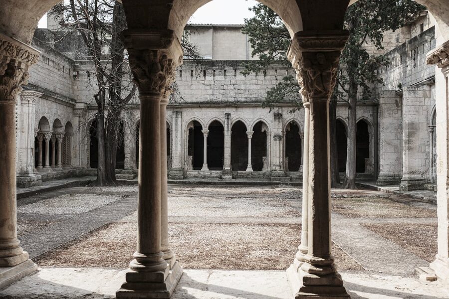 Saint-Trophime cloister Romanesque archways Arles