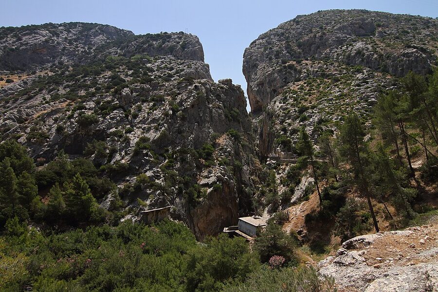 The northern entrance to the Caminito del Rey at the Gaitanes gorge