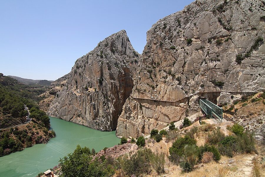 The southern exit of the Caminito del Rey at the Gran Gaitan gorge