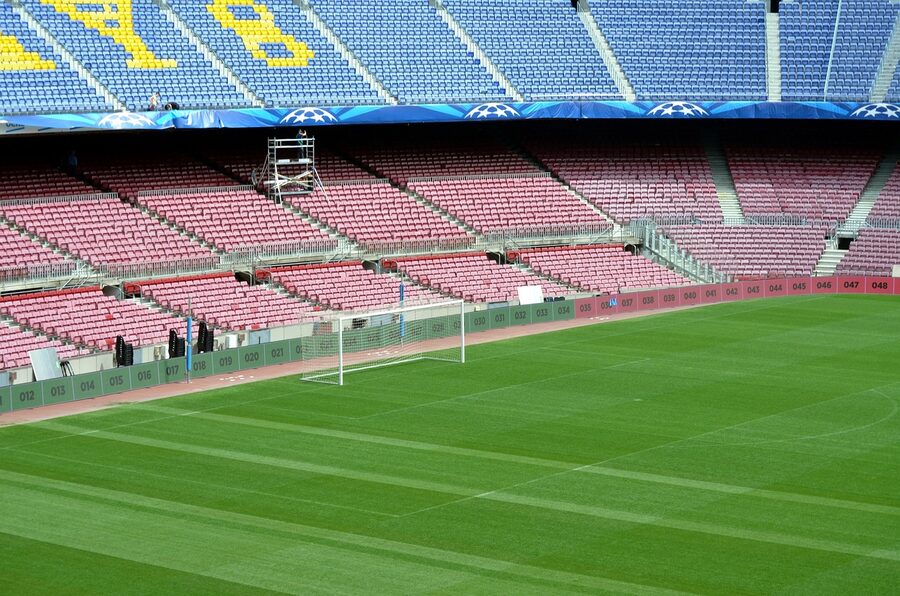 Camp Nou bleacher seating rows close-up