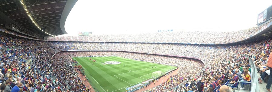 More than a club Camp Nou stands with stadium crowd