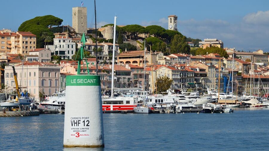 Cannes harbour with luxury yachts