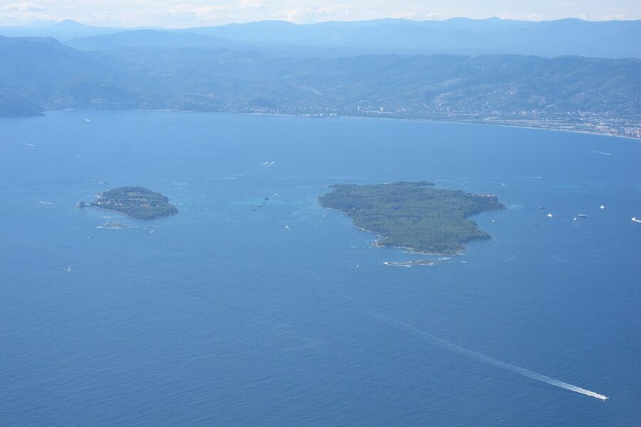 Aerial view of the Îles de Lérins off Cannes