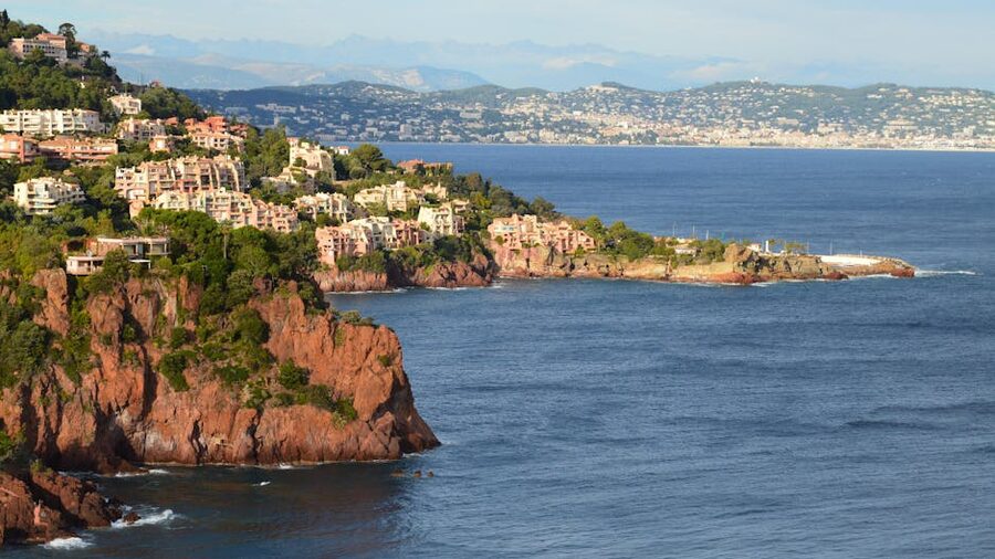 French Riviera coastal cliffs and houses