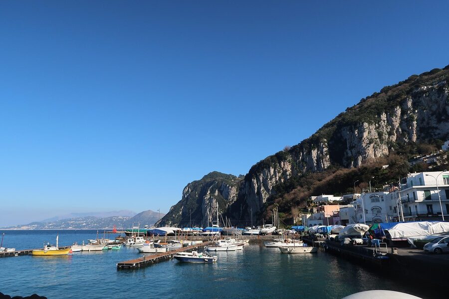 Capri boats anchored at Marina Piccola